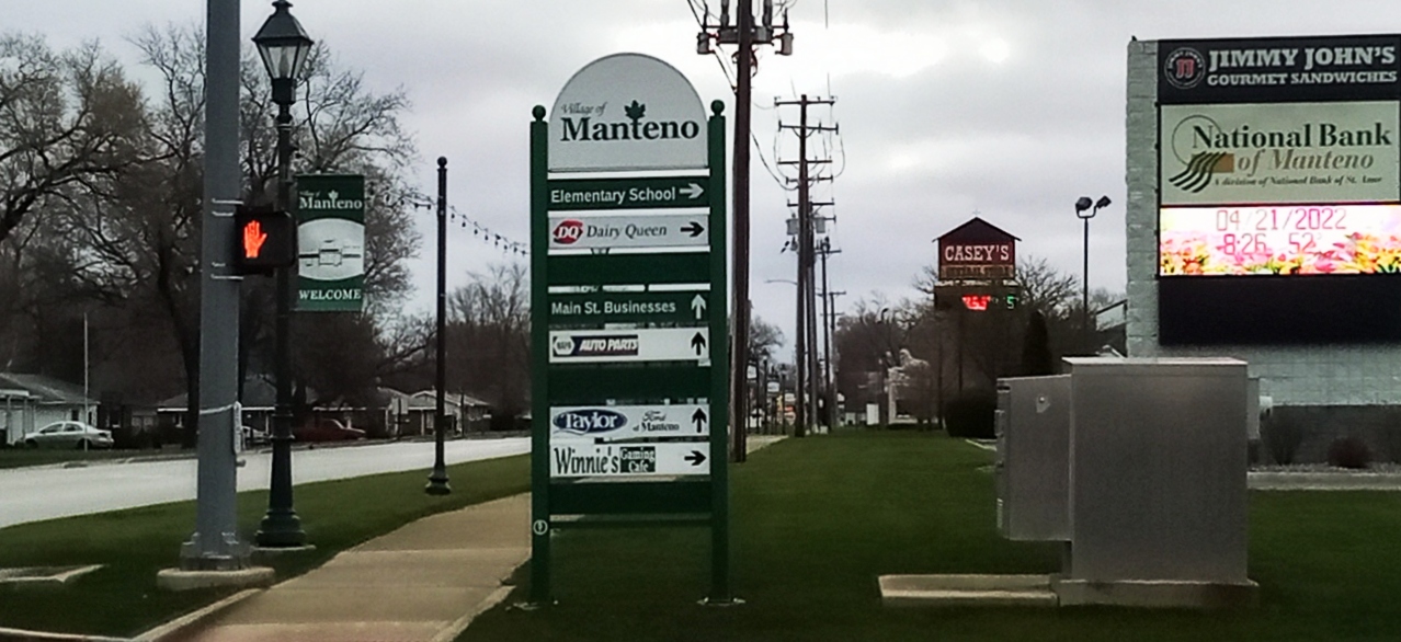 image: photo of village of Manteno, Illinois entrance